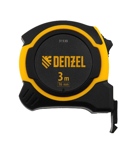 Рулетка Denzel 3м х 16мм, двухкомп. корпус, магнитный обрезиненный зацеп