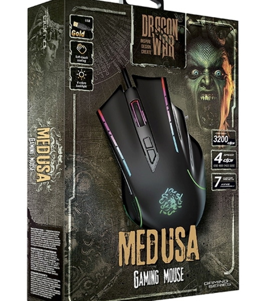 Мышь проводная Qumo Medusa M81 черный, 3200 dpi, USB, кнопки - 7