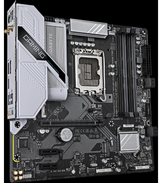 Материнская плата Gigabyte B760M GAMING PLUS WIFI DDR4, LGA1700, Intel B760, 4xDDR4, 4xSATA, 2xM.2, 1xPCIe 4.0 x16, 2xPCIe 3.0 x1, 1xDP, 1xHDMI, 1x1Gb LAN, Wi-Fi 6, Bluetooth 5.3, 3xUSB-A 5Gbps, 6xUSB-A 2.0, 1xUSB-C 5Gbps, 3x3.5 мм, 7.1, mATX