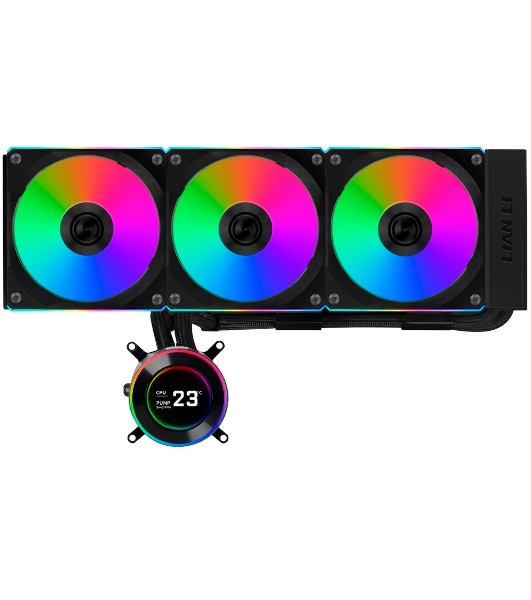 Система жидкостного охлаждения Lian Li HydroShift II LCD-C 360CL Black, 360 мм, 3x120 мм, 200-2600 об/мин, 31 дБ, 4-pin PWM, ЖК-дисплей, ARGB, черный