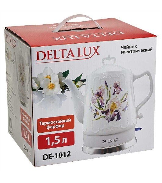 Чайник электрический DELTA DE-1012 корпус из фарфора Ирисы