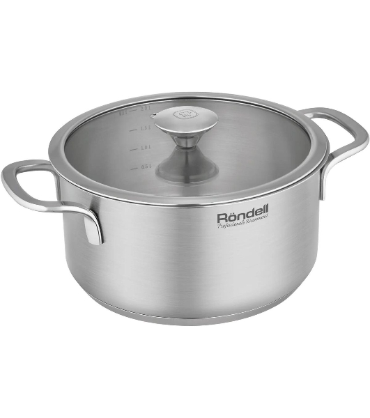 Кастрюля Rondell Modern RDS-1746, 2л, 18см, с крышкой, стальной