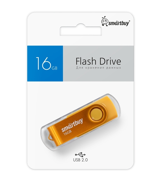 Флешка USB Smartbuy Twist Yellow (SB016GB2TWY), 16Gb, USB 2.0, R/W 15/7, желтый