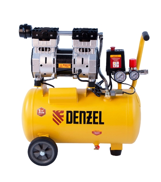 Компрессор Denzel DLS950/24 безмаслянный малошумный 950 Вт, 165 л/мин,ресивер 24 л