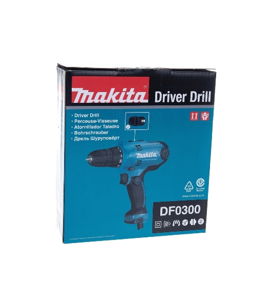 Дрель Makita DF0300 320Вт,БЗП-10мм,0-450\0-1500об\м,1.2кг,кор