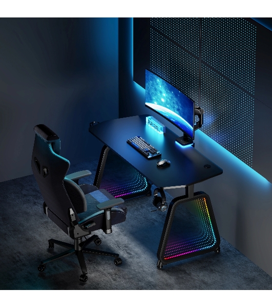 Стол игровой Cactus CS-GMD-BK-RGb столешница МДФ, черный каркас черный 136x60x75 см