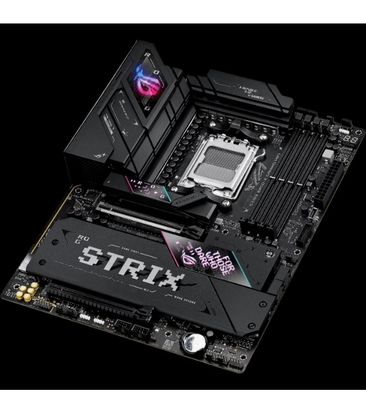 Материнская плата ASUS ROG STRIX B850-E GAMING WIFI, AM5, AMD B850, 4xDDR5, 4xSATA, 5xM.2, 1xPCI-E 5.0 x16, 1xPCI-E 4.0 x16, 1xRealtek 5Gb Ethernet, 1xUSB-C 4, 1xUSB-C 20Gbps, 6xUSB-A 10Gbps, 4xUSB-A 2.0, 3x3.5 мм, 7.1, ATX
