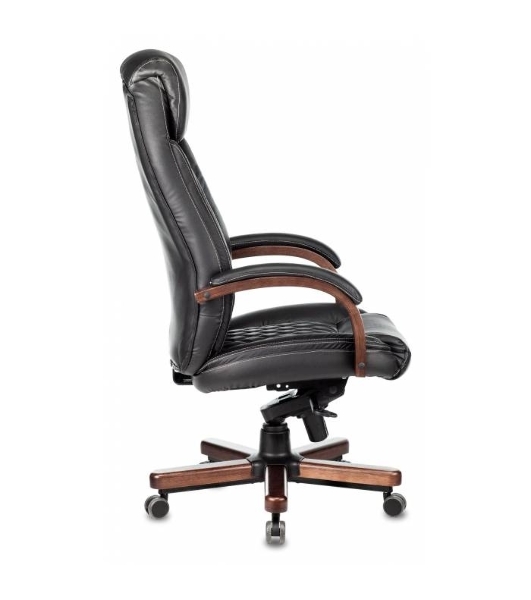Кресло Бюрократ T-9924WALNUT черный, кожа, подголовник