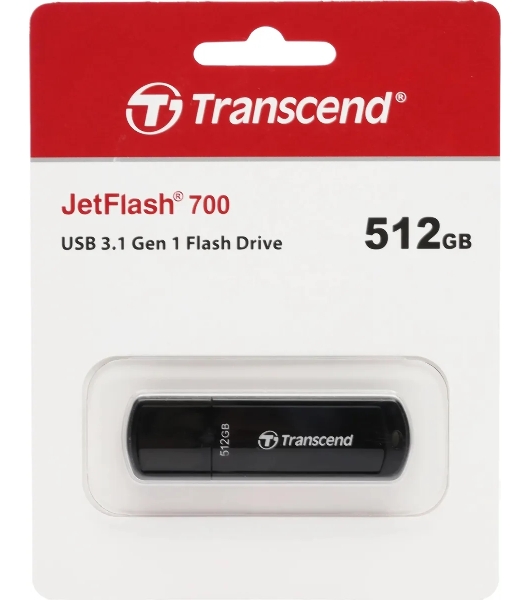 Флешка USB Transcend Jetflash 700 (TS512GJF700), 512Gb, USB 3.0, R/W 70/30, черный
