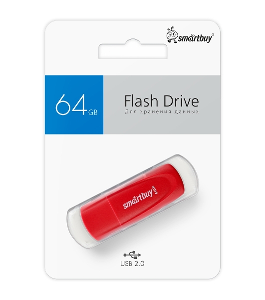 Флешка USB Smartbuy Scout Red (SB064 Gb2SCR), 64Gb, USB 2.0, красный