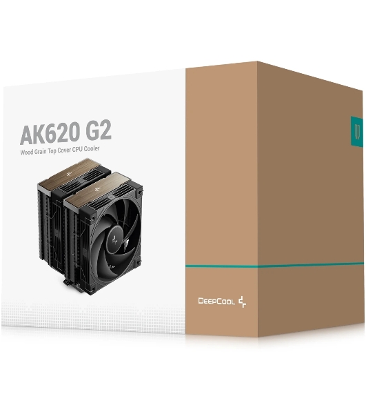 Кулер для процессора DEEPCOOL AK620 G2 LGA1851/1700/1200/115X/AM5/AM4 (8шт/кор, TDP 260W, PWM, DUAL Fan 120мм, 6 тепл. трубок, Copper Base, Wood-grain top cover, черный) RET (R-AK620G2-BKNNMN-GJD)
