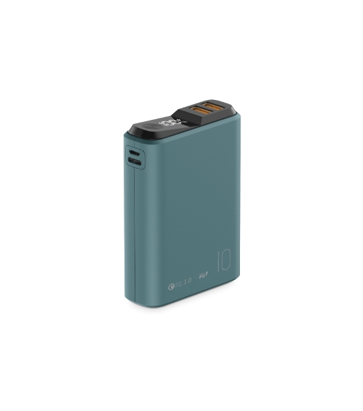 Портативный аккумулятор OLMIO QS-10, 10000mAh, 22.5W QuickCharge3.0/PowerDelivery, LCD, темно-зеленый