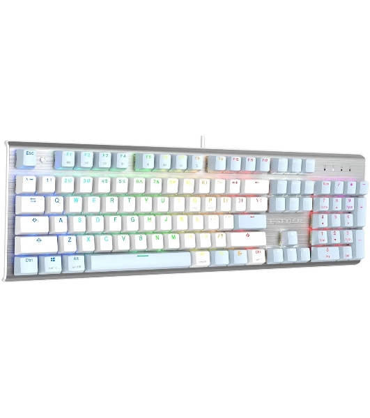 Клавиатура проводная A4Tech Fstyler FS100 Neon, USB, синий/белый