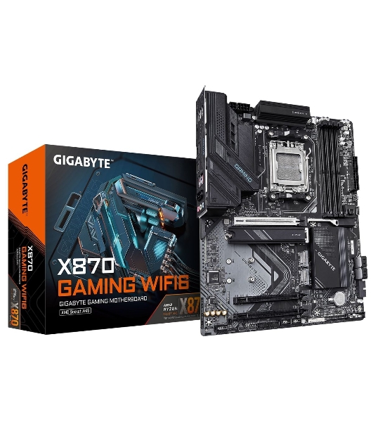 Материнская плата Gigabyte X870 GAMING WIFI6, AM5, AMD X870, 4xDDR5, 4xSATA, 3xM.2, 1xPCIe 5.0 x16, 2xPCIe 3.0 x1, 1xHDMI, 2xUSB-C (DisplayPort Alt Mode), 1x2.5Gb LAN, Wi-Fi 6, Bluetooth 5.3, 2xUSB-C 40Gbps, 1xUSB-A 10Gbps, 3xUSB-A 5Gbps, 4xUSB-A 2.0, 3x3.5 мм, 7.1, ATX