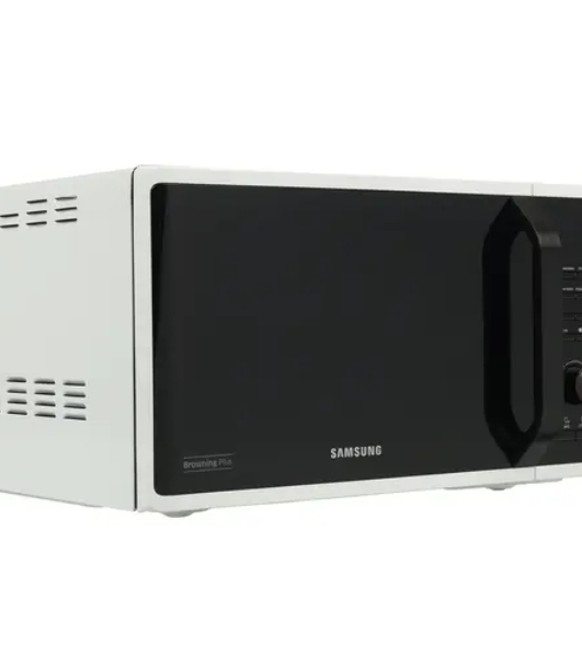 Микроволновая печь Samsung MG23K3515AW/BW белый/черный, 23 л, 800 Вт, переключатели - кнопки, поворотный механизм