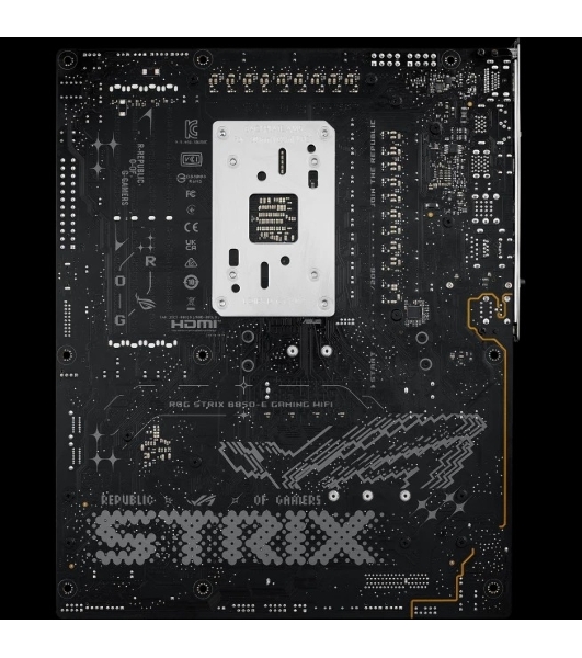 Материнская плата ASUS ROG STRIX B850-E GAMING WIFI, AM5, AMD B850, 4xDDR5, 4xSATA, 5xM.2, 1xPCI-E 5.0 x16, 1xPCI-E 4.0 x16, 1xRealtek 5Gb Ethernet, 1xUSB-C 4, 1xUSB-C 20Gbps, 6xUSB-A 10Gbps, 4xUSB-A 2.0, 3x3.5 мм, 7.1, ATX