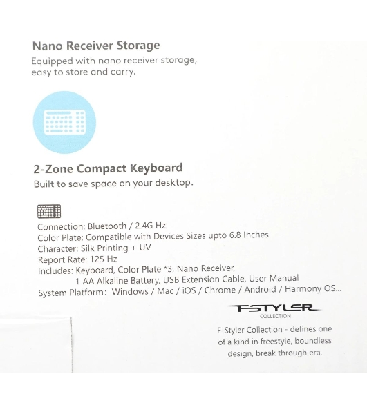 Клавиатура беспроводная A4Tech Fstyler FBK25, USB, Bluetooth/Радиоканал, белый/серый