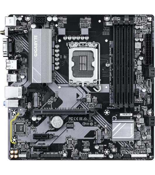 Материнская плата Gigabyte B760M D3HP WIFI6, LGA 1700, Intel B760, 4xDDR5, 4xSATA, 2xM.2, 1xPCIe 4.0 x16, 1xPCIe 4.0 x4, 1xHDMI, 1xDP, 1x2.5Gb LAN, Wi-Fi 6, Bluetooth 5.3, 1xUSB-C 10Gbps, 1xUSB-A 10Gbps, 4xUSB-A 5Gbps, 2xUSB-A 2.0, 1xPS/2, 3x3.5 мм, 7.1, mATX