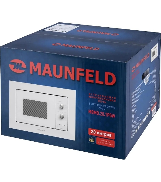 Микроволновая печь встраиваемая Maunfeld MBMO.20.1PGW белый, 20 л, 800 Вт, переключатели - поворотный механизм