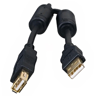 Кабель 5bites UC5011-018A USB2.0, AM/AF, зол.разъемы, ферр.кольца, 1.8м., черный