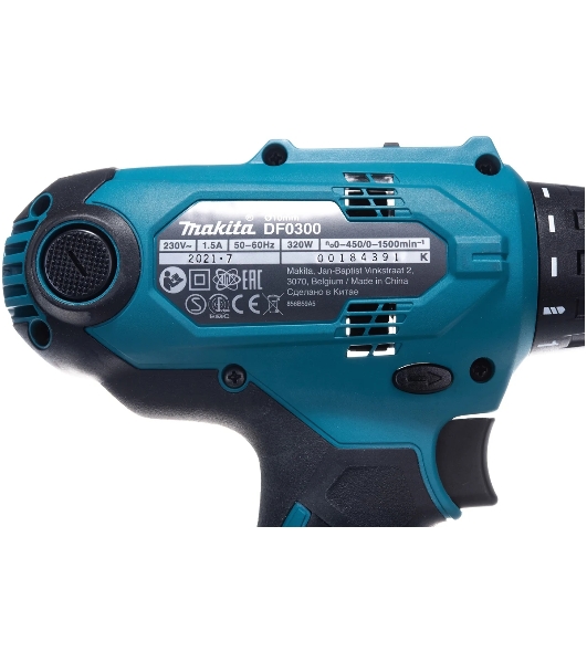 Дрель Makita DF0300 320Вт,БЗП-10мм,0-450\0-1500об\м,1.2кг,кор