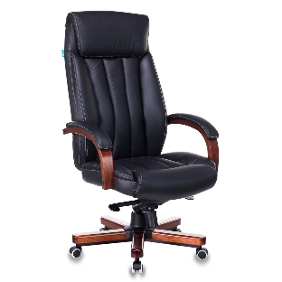 Кресло Бюрократ T-9922WALNUT/BLACK черный, кожа