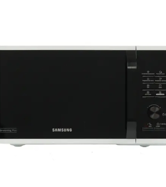 Микроволновая печь Samsung MG23K3515AW/BW белый/черный, 23 л, 800 Вт, переключатели - кнопки, поворотный механизм