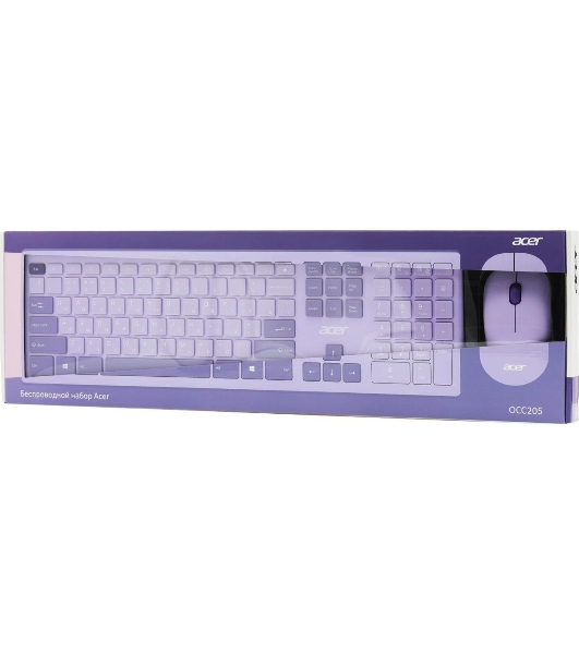 Комплект клавиатура + мышь Acer OCC205 беспроводной USB, 1200 dpi, фиолетовый