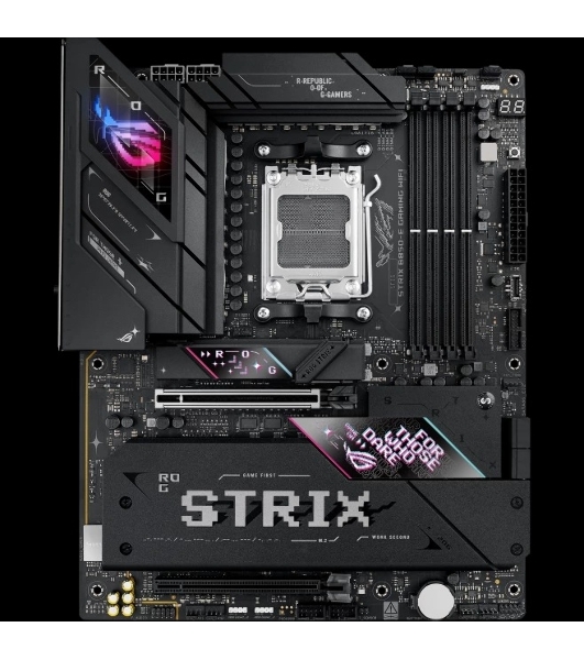 Материнская плата ASUS ROG STRIX B850-E GAMING WIFI, AM5, AMD B850, 4xDDR5, 4xSATA, 5xM.2, 1xPCI-E 5.0 x16, 1xPCI-E 4.0 x16, 1xRealtek 5Gb Ethernet, 1xUSB-C 4, 1xUSB-C 20Gbps, 6xUSB-A 10Gbps, 4xUSB-A 2.0, 3x3.5 мм, 7.1, ATX