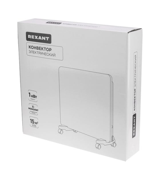 Конвектор электрический Rexant белый, 1000 Вт, 15 м2, механический термостат
