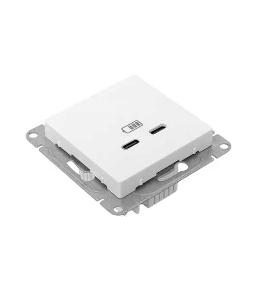 Розетка 2-м СП Эпика USB-C механизм бел. EKF UP1-SOW-2USBC