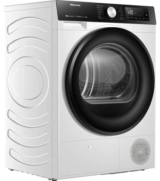 Сушильная машина Hisense DH3S702UWDE белый, 7 кг, сушка - конденсационная, программ - 16, 59.5 x 84.5 x 54 см