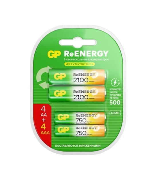 Аккумулятор GP 210AAHC АА+75AAAHC AAA NiMH 2000mAh (4шт)