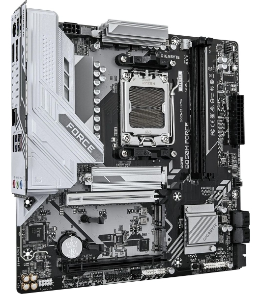 Материнская плата Gigabyte B850M FORCE, AM5, AMD B850, 2xDDR5, 4xSATA, 3xM.2, 1xPCIe 5.0 x16, 1xPCIe 4.0 x4, 1xHDMI, 1xDP, 1x2.5Gb LAN, 1xUSB-C 5Gbps, 1xUSB-A 10Gbps, 2xUSB-A 5Gbps, 2xUSB-A 2.0, 3x3.5 мм, 7.1, mATX