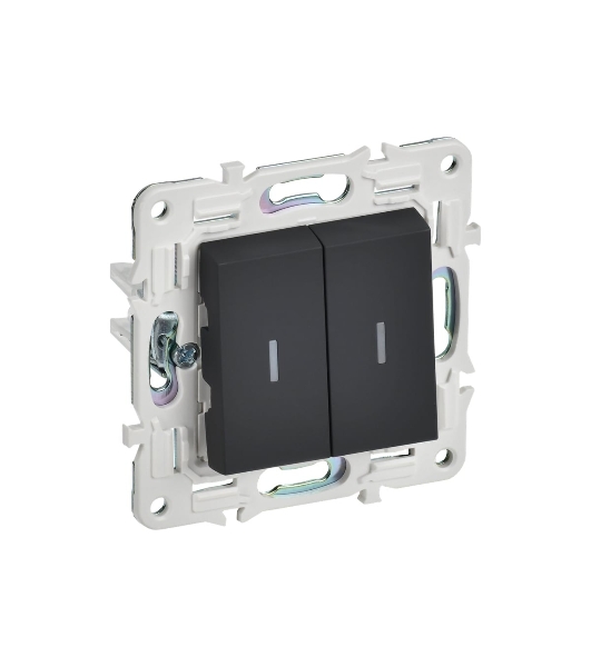 Выключатель IEK SKANDY SK-V09G 2-кл. 10А с индикацией графит SK-V20-1-10-K53