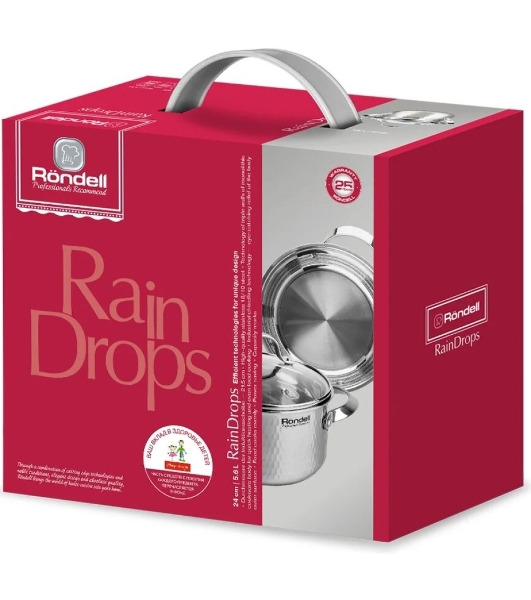 Кастрюля Rondell RainDrops RDS-1295 с/кр 24 см 5,6 л