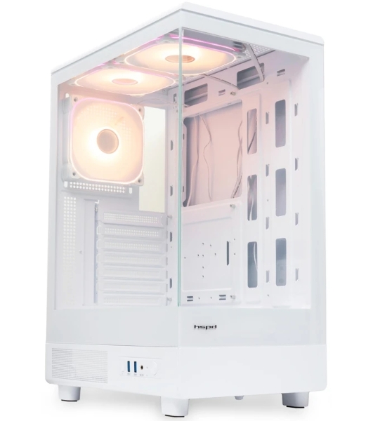 Компьютерный корпус HSPD F510, Panoramic Mid Tower, белый, TG, 0.5 SPCC, 3x120мм ARGB ATX, mATX, mITX 180/280/160мм 1x2.5', 1x3.5', 7xPCI 2xUSB-A 3.0 356x218x467мм