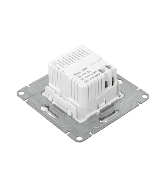 Розетка 2-м СП Эпика USB-C механизм бел. EKF UP1-SOW-2USBC