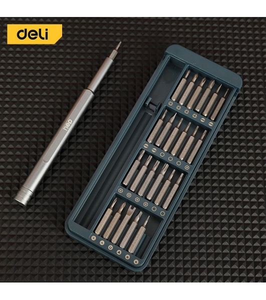 Набор прецизионных отверток Deli DL241025 (отвертка + 24 биты), сталь S2 + Cr-V