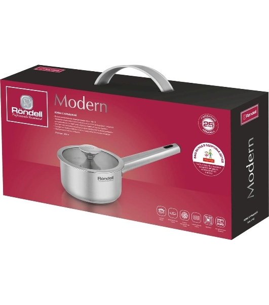 Ковш Rondell Modern RDS-1745, 0.9 л, с крышкой, сталь