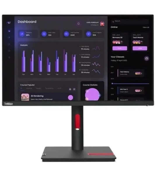 Монитор 23.8' Lenovo ThinkVision T24i-30 IPS 1920x1080, 60 Гц, 4 мс, 16:9, 250 кд/м², HDMI 1.4, DP 1.2, VGA, USB Hub (4x USB 3.2), 3.5 Jack, HDR10, черный