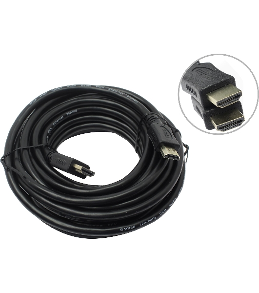 Кабель HDMI C-HM-HM-7.5M Wize, 7.5 м, v.2.0, 19M/19M, позол.разъемы, экран, черный, пакет