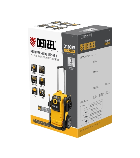 Мойка высокого давления Denzel K 50 Power, 2100 Вт, 150 бар, 600 л/ч, асинх. двиг.
