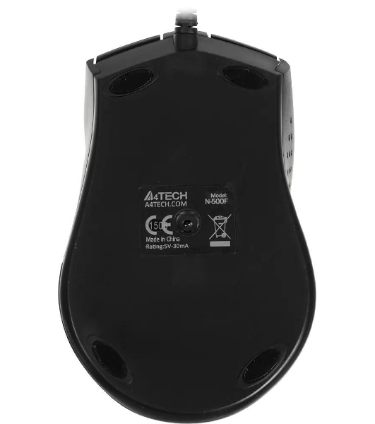 Мышь проводная A4Tech N-500F серый глянец/черный, 1200 dpi, USB, кнопки - 4