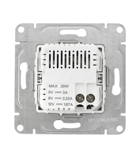 Розетка 2-м СП Эпика USB-C механизм бел. EKF UP1-SOW-2USBC