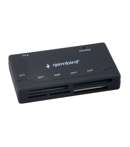 Кард-ридер Gembird FD2-MSD-4/черный/SD/TF/MicroSD/XD/MS/M2/CF/USB 2.0/пластик