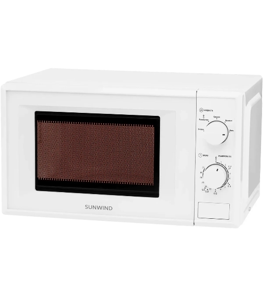 Микроволновая печь SunWind SUN-MW051 белый, 20 л, 700 Вт, переключатели - поворотный механизм
