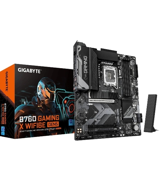Материнская плата Gigabyte B760 GAMING X WIFI6E GEN5, LGA1700, Intel B760, 4xDDR5, 4xSATA, 3xM.2, 1xPCIe 5.0 x16, 2xPCIe 3.0 x1, 1xHDMI, 1xDP, 1x2.5Gb LAN, Wi-Fi 6E, Bluetooth 5.3, 1xUSB-C 5Gbps, 1xUSB-A 10Gbps, 1xUSB-A 5Gbps, 5xUSB-A 2.0, 6x3.5 мм, 7.1, ATX