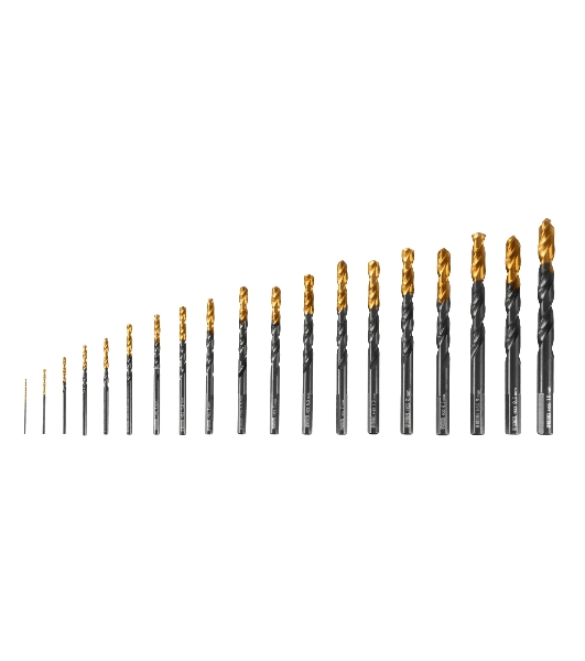 Набор сверл по металлу Denzel 1-10 мм, HSS-Tin, Golden Tip, 19 шт