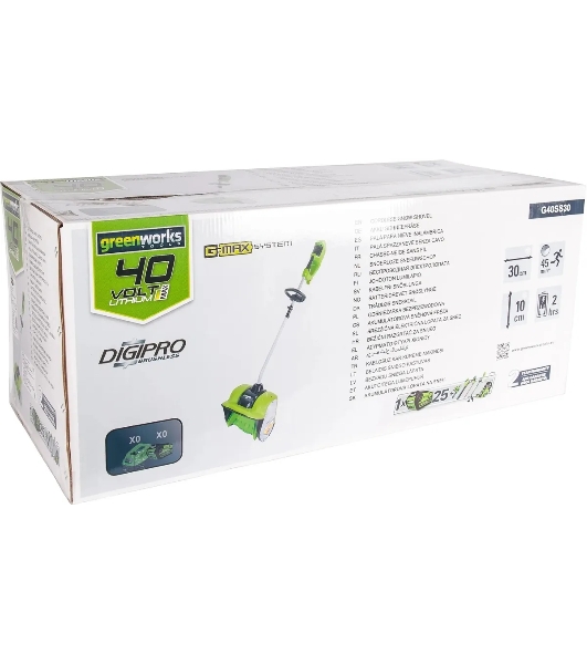Снегоуборщик аккумуляторный GreenWorks GD40SSK4, 40V, 30 см, бесщеточный, с 1хАКБ 4 А.ч и ЗУ 2600807UB